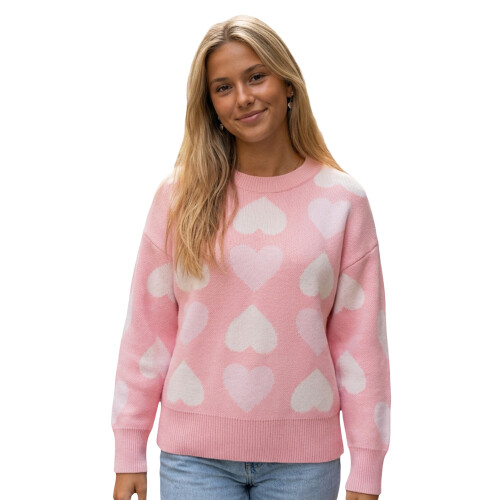 (L, Pink) Pull en maille Haut décontracté.