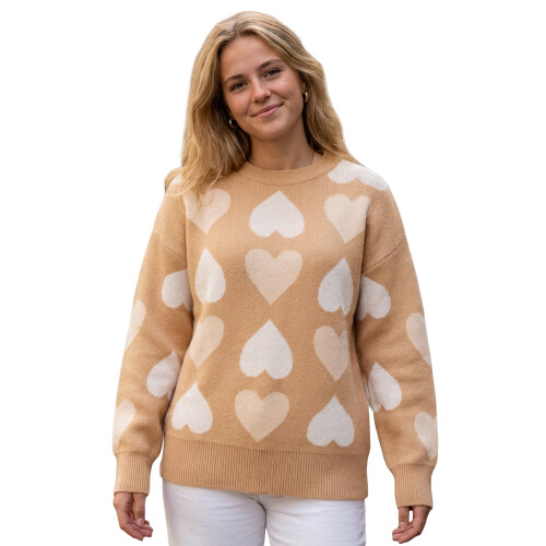 (L, Light Brown) Pull en maille Haut décontracté.