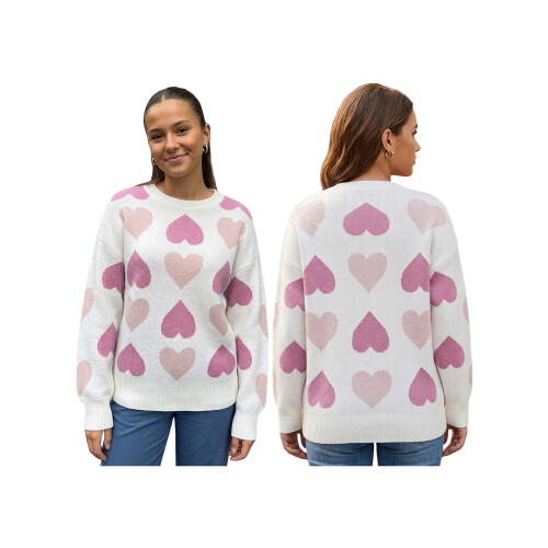 (S, White) Pull en maille Haut décontracté. 1