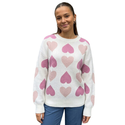 (S, White) Pull en maille Haut décontracté.