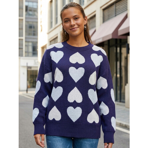 (XL, Blue) Pull en maille Haut décontracté. 1