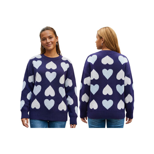 (M, Blue) Pull en maille Haut décontracté. 1