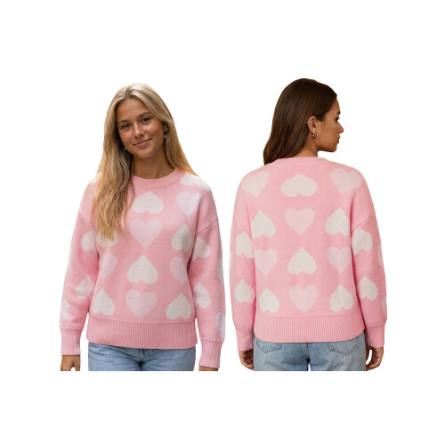 (M, Pink) Pull en maille Haut décontracté. 1