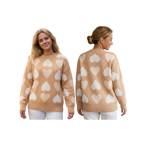 (L, Light Brown) Pull en maille Haut décontracté. 1