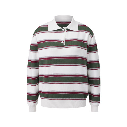 (L, Army Green) Γυναικείο Πλεκτό Πουλόβερ με Γιακά 1