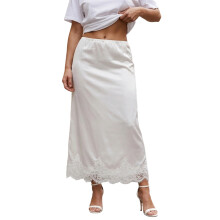 (M, Ivory) Jupe longue femme, jupe d'été fluide taille basse en dentelle, look décontracté.