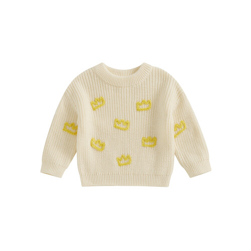 (6-12 Months, Beige) Πλεκτό Πουλόβερ Μακρυμάνικο για Νήπια
