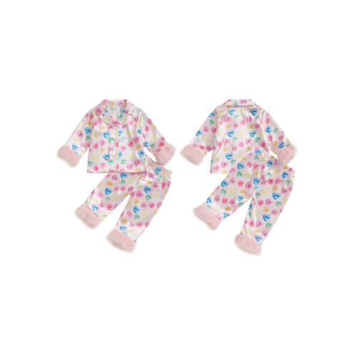 (18-24 Months, Pink) Σετ σατέν πιτζάμες και κουμπιά. 1