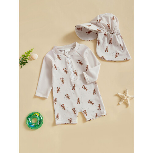 (6-12 Months, Khaki) Σετ 2 τεμαχίων στρογγυλή λαιμόκοψη. 2