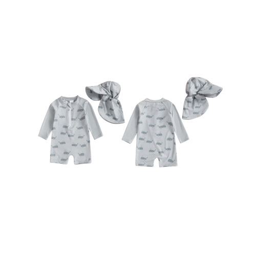(3-6 Months, Gray) Σετ 2 τεμαχίων στρογγυλή λαιμόκοψη. 1