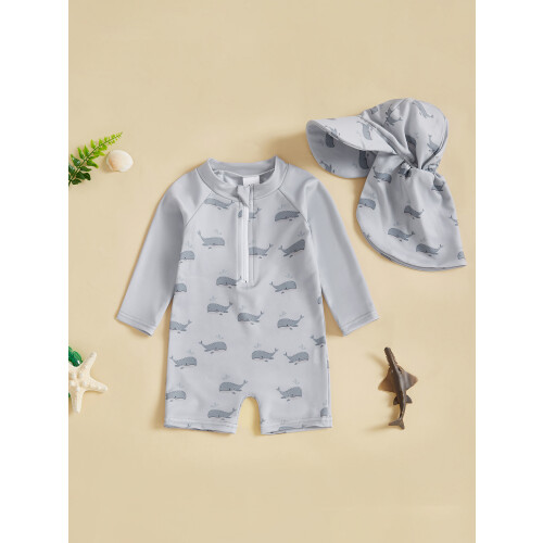 (3-6 Months, Gray) Σετ 2 τεμαχίων στρογγυλή λαιμόκοψη. 2