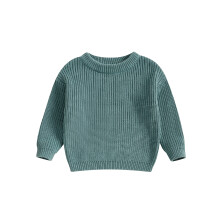 (9-12 Months, Green) Dětský pletený svetr pro batolata, kulatý výstřih, dlouhý rukáv, zimní oblečení