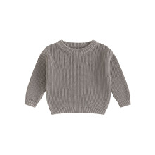 (3-4 Years, Gray) Dětský pletený svetr pro batolata, kulatý výstřih, dlouhý rukáv, zimní oblečení