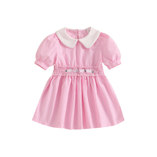 (3-4 Years, Pink) Παιδικό καρό φόρεμα καλοκαιρινά ρούχα