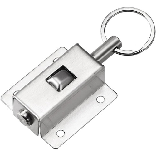 Stainless Steel Door Latch Barrel Bolt, Ring Pull Spring Loaded Lock for Enhanced Security, 5pcs 2