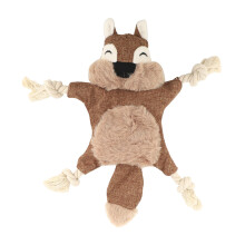 Stuffless Dog Toys for Puppy, Crinkle Squeaky Dog Chew Toys Squirrel Plush Dog Toy with Rope Knots for Small Dogs
