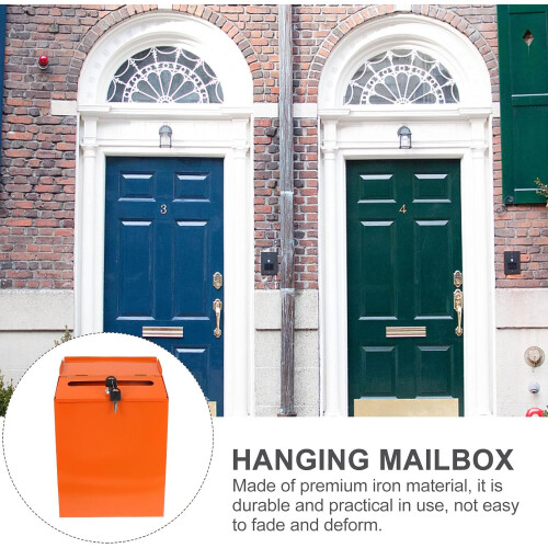 Vintage Iron Wall Mount Mailbox with Key, Rustproof Locking Post Box for Secure Outdoor Use 1