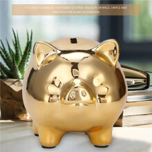 Ceramic Gold Pig Piggy Bank Cute Coin Piggy Bank Home Furnishings Lucky Pig Decoration,Gold Pig