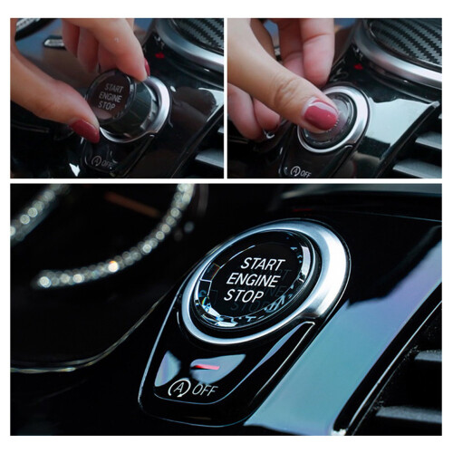 Car Interior  Cover Crystal One-Key Engine Start Stop Button Sticker Trim for - 3/5 Series E70 E90 E60 Black 2
