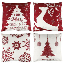 Weihnachts Kissen BezüGe 18X18 Satz Von 4, Bauern Haus Weihnachts Dekoration für Zuhause, Weihnachts Dekorationen Kissen Bezug für Zuhause