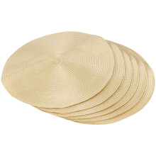 Runda FläTade Bordstabletter Set med 6 BordsunderläGg för Matbord VäVda TväTtbara Halkfria BordsunderläGg 15 Tum (Beige)