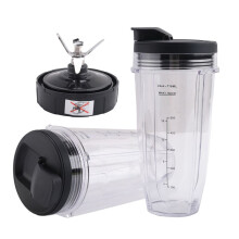 24Oz Cups with To-Go Lids, 7 Fins Extractor Blade, for Nutri Auto IQ BN801 SS101 BL480-30 BL641 BL642-30 Blender