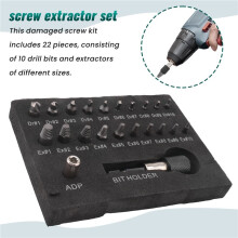 Skadade Skruvavdragare, 22 St Avskalade Skruvextraktorsats, HSS Broken Screw Remover Set med Bit & Socket Adapter