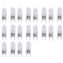 20 PeçAs Lâmpadas de HalogêNio G9, Lâmpadas de HalogêNio Transparente de 60 W ReguláVeis, Branco Quente 2800 K para Lustres, Pingentes, Luzes de