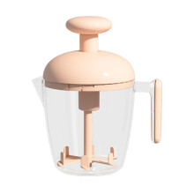 Manual Egg Beater with Mixing Cup, Easy Hand Press Mixer for Baking Eggs, Butter, Milk Powder, Pink