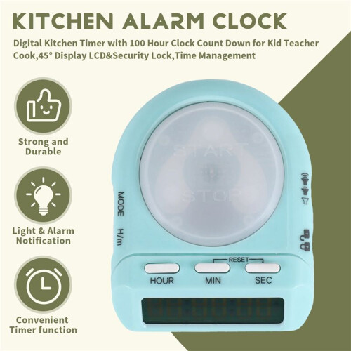 Digital Kitchen Timer with 100 Hour Clock Count Down for Kid Teacher Cook,45 Display LCD&Security Lock, Management 1