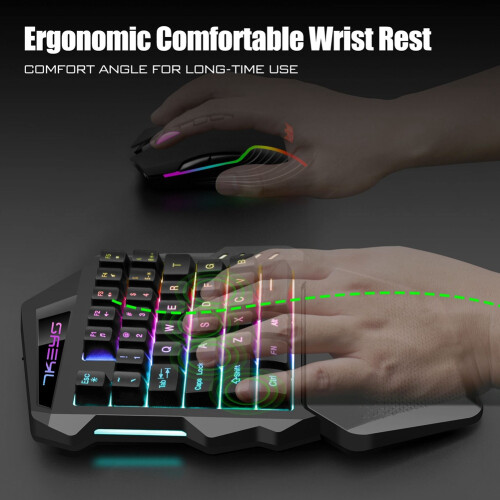 One Hand Wireless Gaming Keyboard RGB Backlit Portable  Keyboard Game Controller for PC PS4  Gamer 1