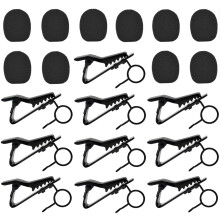 20 Pcs Metal Lapel Microphone Clips with Noise Reduction Foam Covers, Lavalier Mic Accessories Set Black