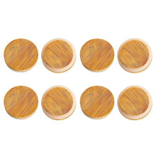 Wooden Jar Lids, 8 Pcs Bamboo Wooden Storage Lids Regular Mouth, Reusable Wooden Lids for Jars 70Mm