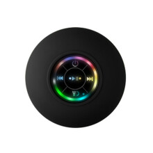 Speaker Waterproof Bathroom Audio Wireless Shower Speakers RGB Light Suction Cup Speaker, Black