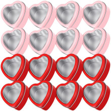 16 BoîTes en MéTal en Forme de CœUr avec Couvercle, BoîTes de Conserve en MéTal, BoîTes de Bougie Vides, Coffrets Cadeaux Rouge et Rose pour la