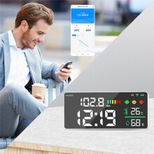 TUYA Wifi Digital Decibel Sound Meter Wall Mounted  Noise Tester Temperature and Humidity Monitor LED Large Screen
