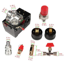 Air Compressor Pressure Pressure W/Valve Control Regulators Gauge 90-120PSI 4 Port Safety Valve Air Compressor