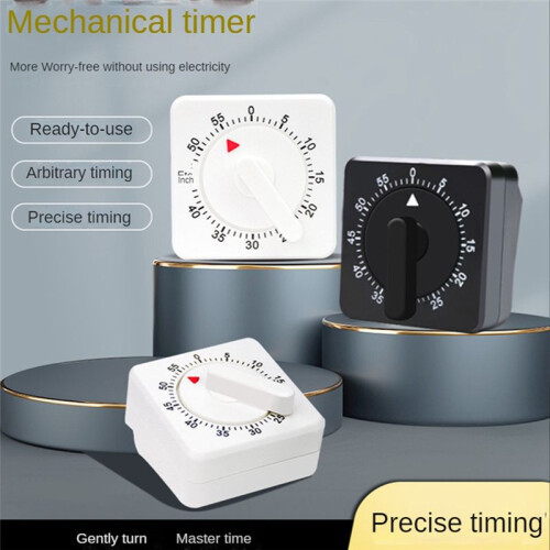2-Pack Square 60 Minute Mechanical Kitchen Timer,Chef Cooking Timer Clock with Loud Alarm,No Batteries Required 1