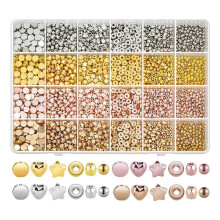 2160 Pieces Spacer Beads Set, Assorted Bracelet Beads Round Beads Star Beads Beads for Bracelet Jewelry