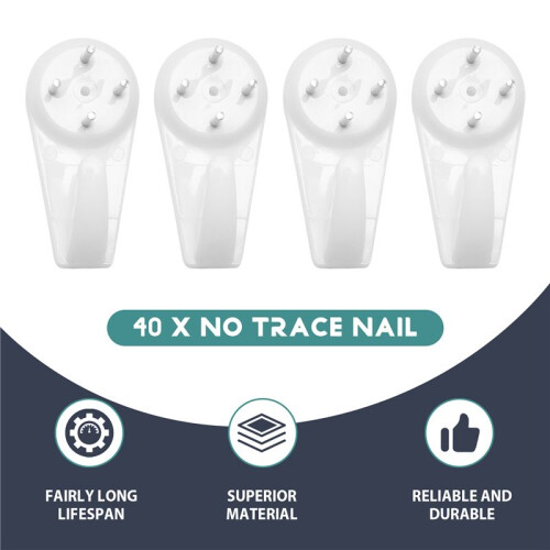 Stucco/Concrete Wall Hooks, No Damage Hook Hanging Kit, No Drilling Required, Set of 40 1