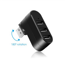 3 Port USB 2.0 Hub USB Port Splitter USB 2.0 Expander 90-180 Grad Drehbar für Laptop PC Tablet Drucker Kamera