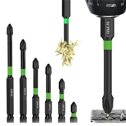 Magnetische Schroevendraaier Bit Set PH2 Bits S2 Impact Magnetisch Sterk Magnetisch Antislip Schroevendraaier Bit Set 1