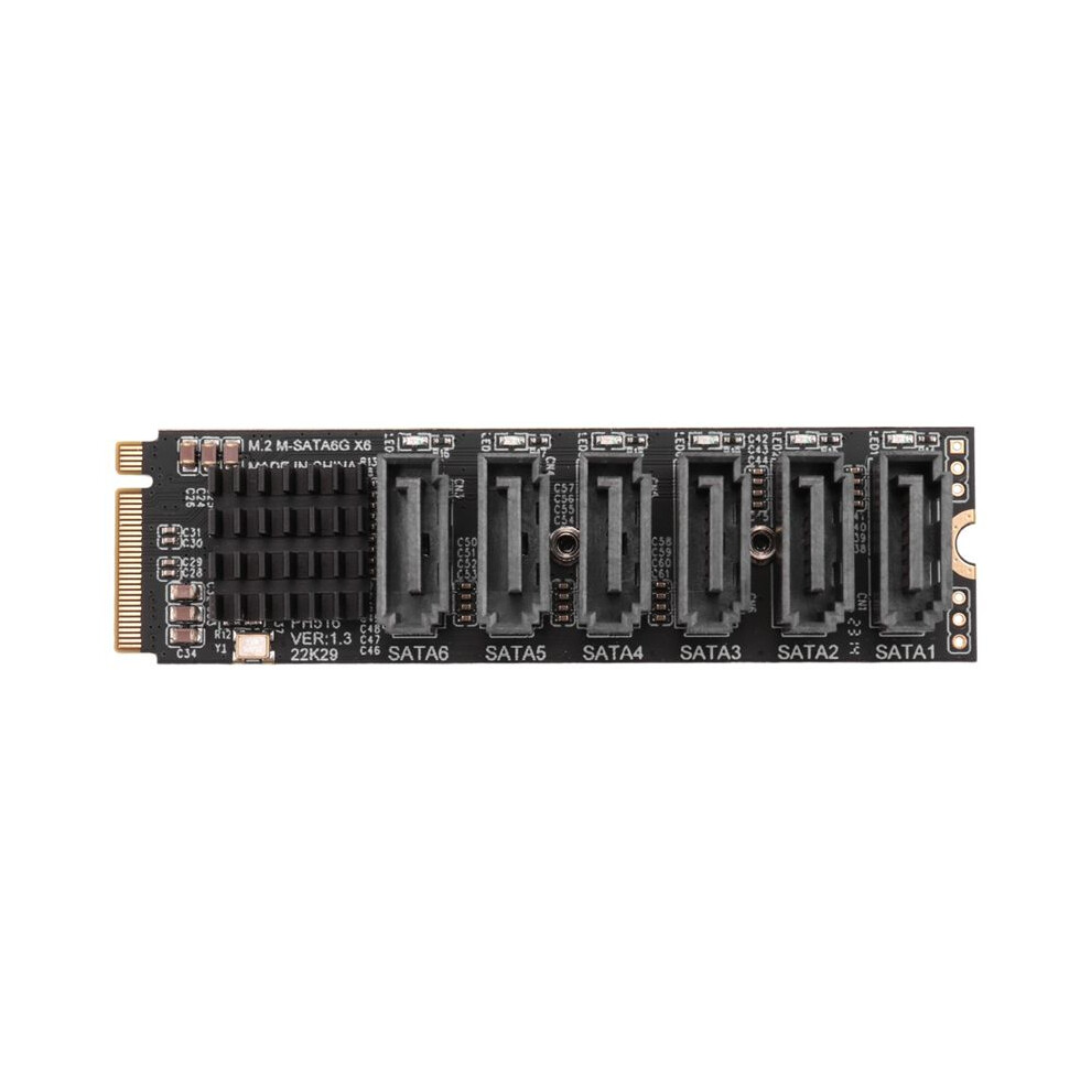 M.2 Mkey Pci-E Riser Card M.2 Nvme To Sata3.0 Pcie To 6Gpbsx6-Port Expansion Card Asm1166 4712849225112