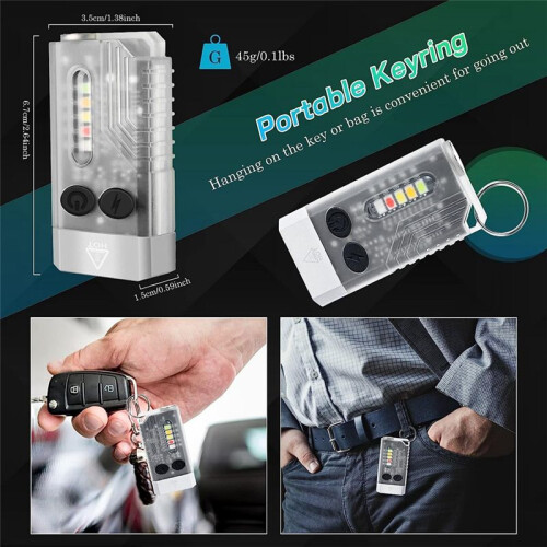 LED Keychain Flashlight, Rechargeable Pocket Torch with 14 Modes 1000LM Small Powerful Torch IPX4 1