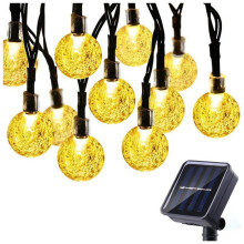 8 Modes Solar Gloeilampen Crystal 5M LED Lichtslingers Kerstverlichting Slingers voor Kerstfeest Outdoor Decoratie