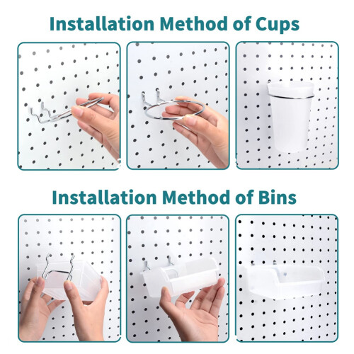 Peg Board Bins Peg Board Cups with Hooks & Loop 12Pack,Peg Board Organizer Accessories, Peg Board Tools Organizer A 2