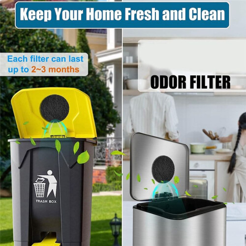12Pack Trash Can Absorbing Filters, Activated Charcoal Purifying Deodorizer for Trash Cans, Compost Buckets-Round 1