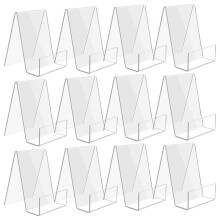 12Er-Pack Acryl-BuchstäNder, Transparenter Buchhalter, Kleiner Acryl-PräSentationsstäNder für BüCher, Fotos, BroschüRen, Tablets