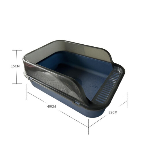 Kitty Litter Pan Cat Litter Container Semi Closed High Sided Pet Litte 1