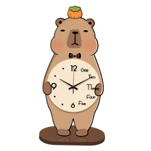 Capybara Table Clock Wood Cute Desktop Ornament for Office Bedroom Fir